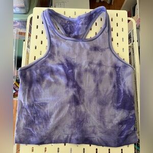Lululemon ebb to street racerback tank.  Purple tie dye. Size 10.  Waist length.